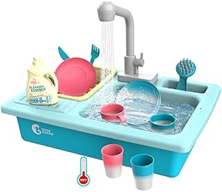 CUTE STONE Color Changing Kitchen Sink Toys, Children Heat Sensitive Electric Dishwasher Playing