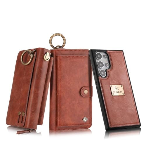 Étui pour Samsung Galaxy S26 Ultra marron avec fermeture éclair pour vos voyages