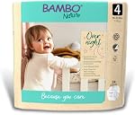 Bambo Nature Couches hypoallergéniques de nuit pour bébés, couches de nuit éco-labellisées, totalement sans chlore, respectueuses de la peau, super absorbantes - Taille 4 (24 unités)