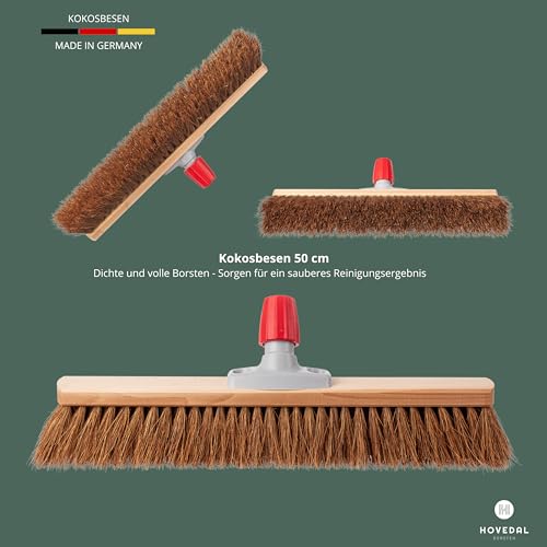 Kokosbesen 50 cm mit Stiel, Besen Kokos mit Teleskopstiel, Straßenbesen breit mit Kokosborsten, Saalbesen Kokos, Besen mit Kokosborsten, Kehrbesen mit Naturfaser – Bild 4