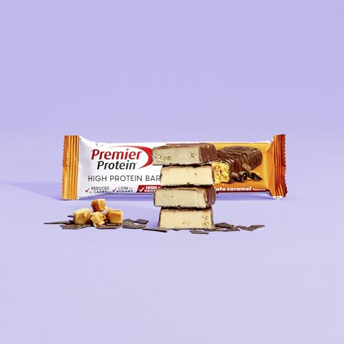 Premier Protein - High Protein Bar 50% - Chocolate Caramel - 16x40g - Low Sugar - Low Carb - palmölfrei