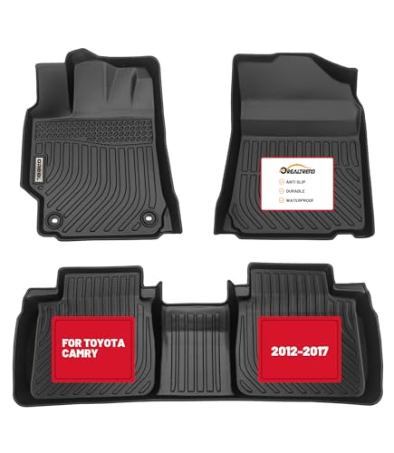 orealtrend Car Floor Mats Compatible with Toyota Camry 7th 2012-2017, All Weather TPE Heavy Duty Spill Proof Non-Slip Full Set Liners, Front & Rear Car Floor Liners, Black
