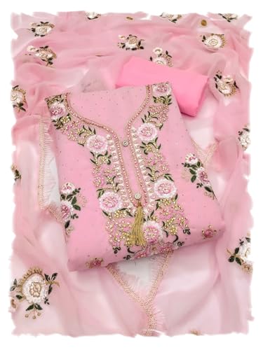 Image of Women's Georgette Embroidery Work Unstitched Dress Material