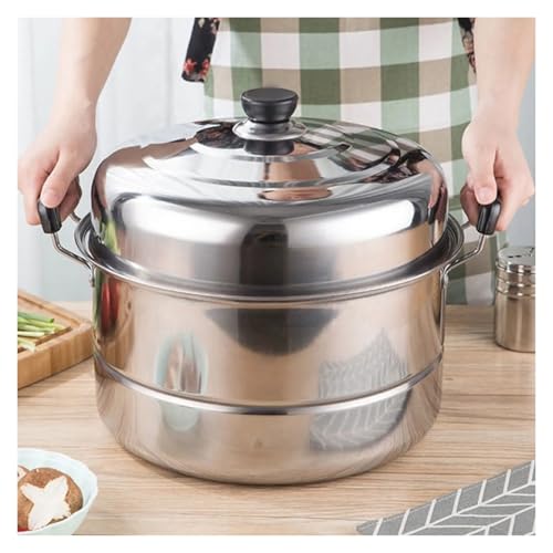 Olla de vapor de acero inoxidable de 2 niveles y gran capacidad para verduras y huevos 5