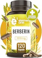 Element One Berberine HCL 500mg + 5mg Piperin, 120 Stück HCL Berberine Extrakt - optimale Bioverfügbarkeit - Berberin-Komplex