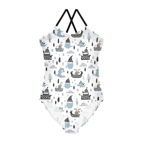 Girl 1-Piecing Swimsuits Bathing Suits for Girls Toddler Girl Swim Suit Beach Girls' Swimwear Little Vikings Trendy Scandinavian3