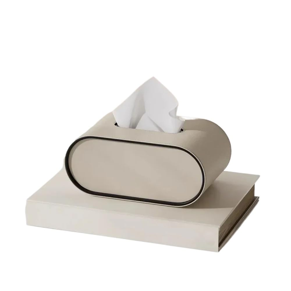 For Bedroom Desktop Napkin Storage Box Organization Light Luxury Paper High-end Living Room Creative Oval Leather Tissue