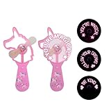 Cool Things Unicorn Light Up Message Fan – Handheld LED Spinning Fan Toy for Kids, Safe Battery Personal Fan with Flashing Text – Unicorn Party Favor, Travel, Festival, Camp Gift – 2 Pack