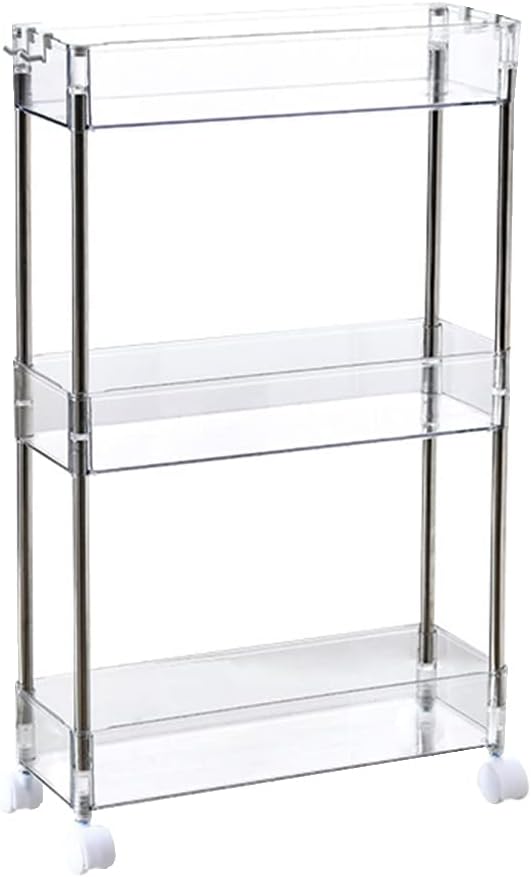 Holibanna キャスター付きキャスター付き3段 調節可能な棚 メタル収納ラック ワイヤー収納ラック キャスター付き キッチンロ