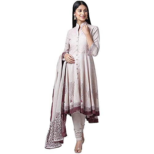 Image of BIBA Women Cotton Asymmetric Solid Suit Set