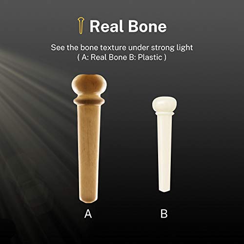 Donner Acoustic Guitar Bridge Pins, 6PCS White Bone Bridge Pins Inlaid 3mm Abalone Dot with Guitar Pins Puller and Sandpaper - image 3