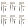VICLLAX Patio Dining Chairs Set of 6, Stackable Metal Chairs Set with Armrests for Poolside, Backyard, Garden, Deck, Porch, Sandshell