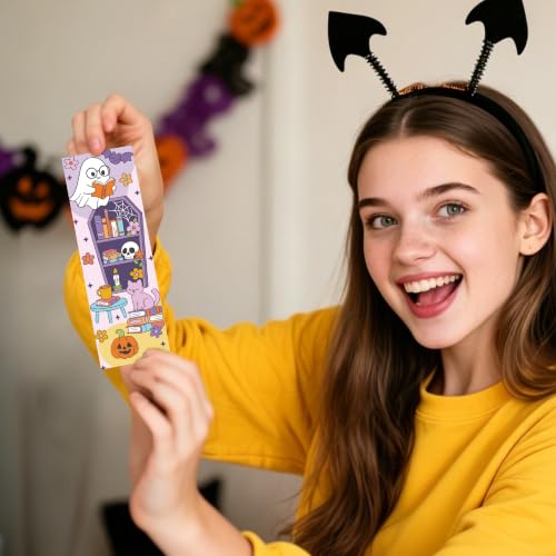 Halloween Bookmarks for Kids, 50 Pcs Cute Spooky Ghost Book Marks Bulk for Reading Book Lovers, Funny Bookmarks for Students Classroom Rewards, Halloween Party Favors Bookish Gifts - Image 7