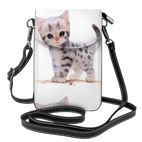 Sac pour téléphone portable chaton gris idéal en marche à pied et camping pour femme
