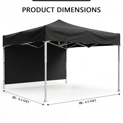 Image of OUTO Heavy Duty Gazebo Tent 6.5 ft | 17.5 Kg Strong Frame | UV Protection Foldable Pop-Up Canopy Tent with 3 Side Open | Outdoor Folding Tent for Garden, Terrace, Events & Promotional Use (Black)