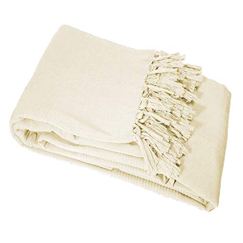 Nuances Du Monde - 3006699, Colcha De Sofa, 180 X 220 Cm, Lana, Algodón Tejido, Beige