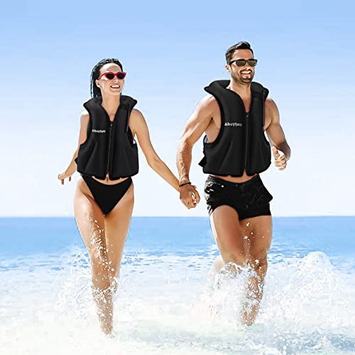 Snorkel Vest For Adults, Abuytwo Inflatable Buoyancy Aid Vest Swim Jackets Snorkeling Vests For Kayak Diving Paddle Boating Water Sports Safety Men/ Women,Black-Small #TOP6