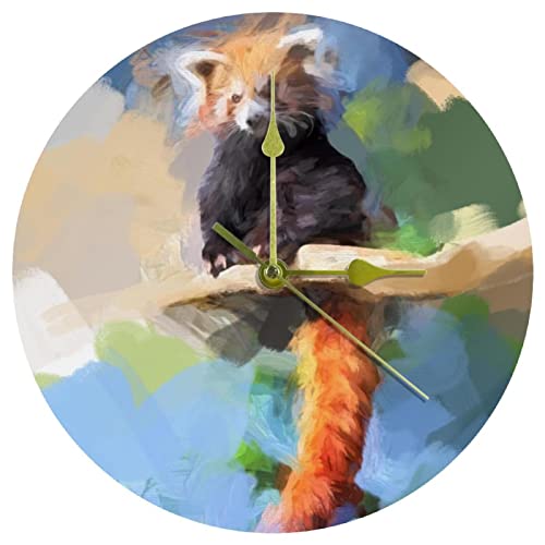 Horloge murale panda rouge de 24 cm en acrylique décorative