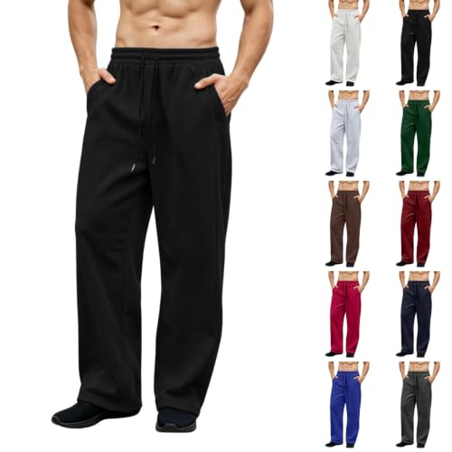 Jogginghose Herren Sporthose Fleece Trainingshose Weites Beins Sweathose