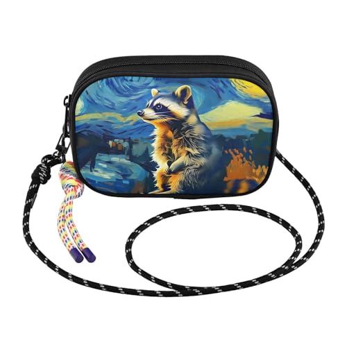 Raccoon Starry Night Crossbody Bag for Women Cell Phone Purses Women's Small Shoulder Handbags Wallet Purse with Strap