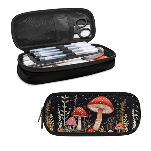 Image of Mushroom Pencil Case for Women Teen Girls Kids Pen Bag Sturdy Pencil Pouch Holder Stationery Organzier Aesthetic School Supplies Office Zipper Pouches