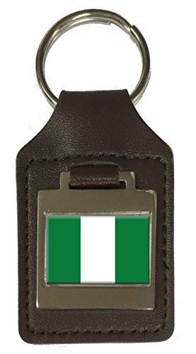 Porte-clés en cuir gravé drapeau du Nigeria une idée souvenir