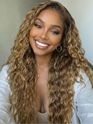 KLAIYI 13x4Bye Bye Slip™ Highlight Golden Blonde Water Wave Pre
