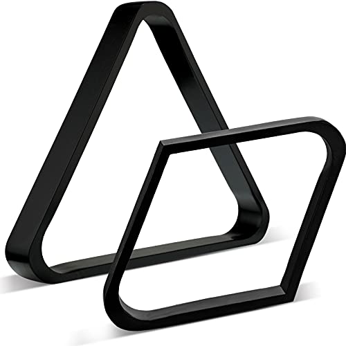 Skylety 2 Pieces Wooden Billiard Ball Rack Solid Wood 2-1/4 inches Billiard 8-Ball Triangle Rack and 9-Ball Billiard Rack for Billiard Pool Table (Black)