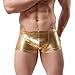 Adviter Men's Faux Leather Boxer Trunks Brief Underwear Sport Shorts Swimwear Gold S/tagL