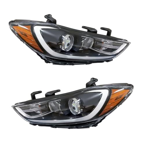 CZDONGY Headlight Assembly Compatible with 2017 2018 Hyundai Elantra w/Bulbs Halogen Headlamp(Left and Right Side)