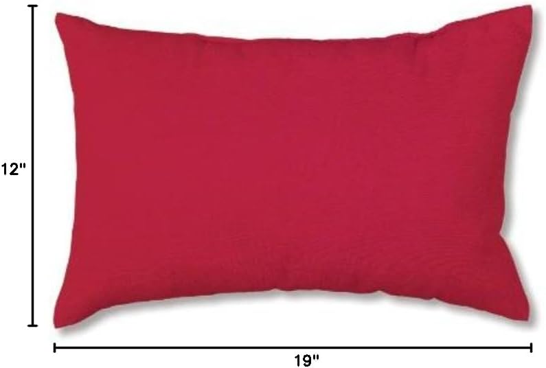 Plow & Hearth 35674-04 Weather-Resistant Outdoor Classic Lumbar Pillow, Red