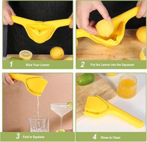 Image of BLLUEX Flat Lemon Squeezer, Effortless Flat Lemon Juicer Squeezer, Hand Citrus Press, Citrus Squeezer Pack of 1 - Yellow