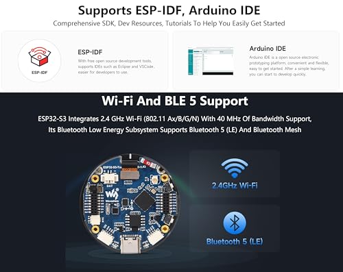 Image of ESP32-S3 1.43inch AMOLED Display Development Board, 466x466 Resolution 16.7M Color QSPI Interface, ESP32 with Capacitive Touch AMOLED Round LCD, Support 2.4 GHz Wi-Fi and BLE 5, with CNC Metal Case