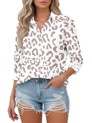 Image of Soft Wrinkle-Free Button Down Stretch Shirts for Women, Breathable Moisture-Wicking Casual Work Dress Tops