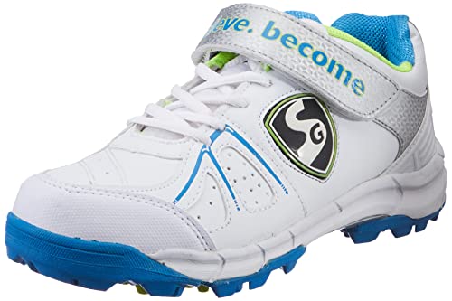 SG Shoe SG HILITE 5.0 WHT/Lime/Aqua NO.6 Cricket Shoes, 6 (WHT/Lime/Aqua)