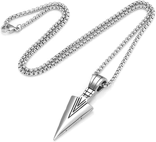 Karishma Kreations Mens Fashion Jewellery Solid Spear Point Arrowhead Pendant Necklace With Chain For Boys Men Mens Necklace Triangle Arrow Pendant Men Jewelry-Gift for Him Chain Men Boys (B0CHRVVBMG) Amazon Price History, Amazon Price Tracker