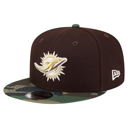 New Era Men's Dark Brown Miami Dolphins Burnt Wood Camo 9FIFTY Snapback Hat