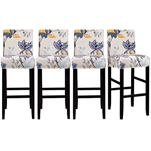 Image of Lellen Bar Stool Chair Covers Set of 4,Jacquard Bar Stool Cover Barstool Covers Slipcovers Stretch Bar Stool Covers with Backs Bar Stool Protector Covers for Kitchen Dining Room Counter Island
