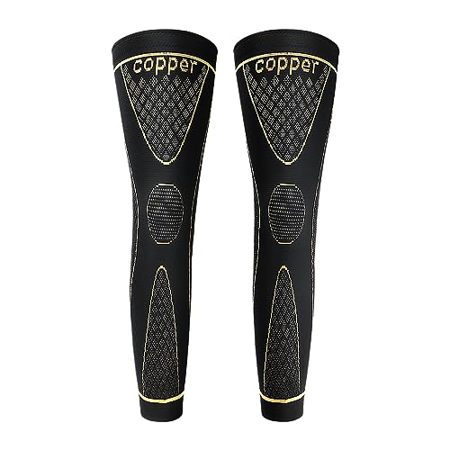 SKDK Copper Full Leg Sleeves Long Compression Leg Sleeve Knee Sleeves Protect Leg for Man Women Basketball, Arthritis Cycling Sport Football, Reduce Varicose Veins and Swelling of Legs