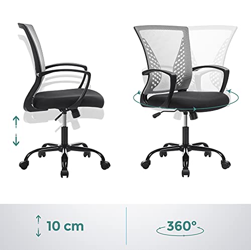 Songmics Obn22Bk Bureaustoel, Kantelfunctie, Ademend, Tot 120 Kg Belastbaar 64 X 64 X 96 Cm,Zwart - Image 8