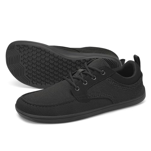 Byrkos Men's Barefoot Shoes Wide Toe Box Minimalist Shoes for Men Zero Drop Sole Non Slip Walking Running Sneakers Black 10