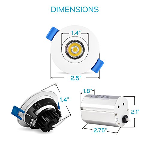 Luxrite 2 Inch Gimbal Led Recessed Light With Junction Box, 5W, 3000K Soft White, 400 Lumens, Dimmable Downlight, Energy Star & Ic Rated, Damp Location - Adjustable Recessed Lighting (4 Pack) #TOP4