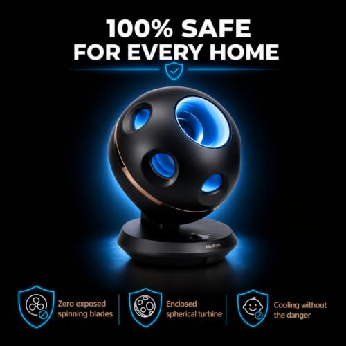 Image of EdenPURE 360 Air Fan GEN55 - Bladeless Air Circulator, Whole Room Cooling, Whisper Quiet 13dB, 33 Ft Airflow, Compact Oscillating Table Fan with Remote, 4 Speeds, Energy Efficient