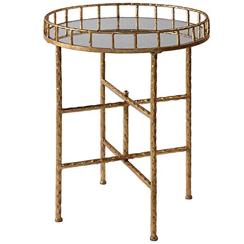 UttermostTilly 19 1/2" Wide Mirrored Bright Gold Leaf Accent Table, 19.5" W x 25.75" H x 19.5" D