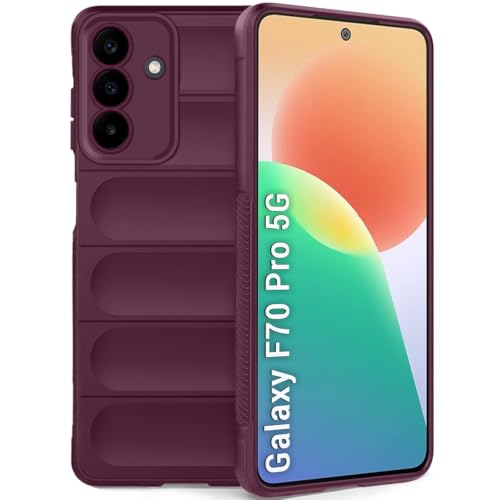 Image of TheGiftKart Liquid Silicon Back Cover Case for Samsung Galaxy F70 Pro 5G | Shockproof Military Grade Protection | Micro-Fibre Cloth On Inner Side | Built-in Anti-Slip Grip Cover Case (TPU, Maroon)