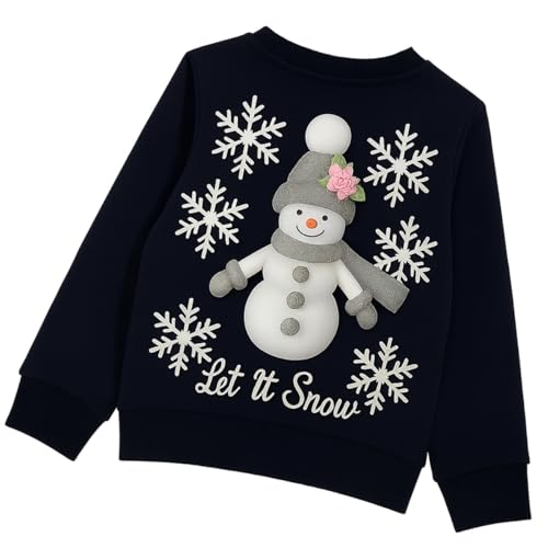 Junellz 3 Years Girls Xmas Jumper Kid Christmas Sweatshirt with Snowman & RoseBoy Christmas Cloth Tops for kids Blue