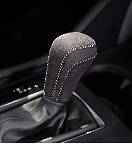 ONAMI MZD089-G MAZDA 3 BP SERIES STEERING WHEEL SHIFT GRIP COVER GEAR SUEDE LACE-UP FRICTION RESISTANT CAR ACCESSORIES MAZDA3 PU | SYNTHETIC LEATHER 1P (LEATHER LINING & GRAY STITCHING)