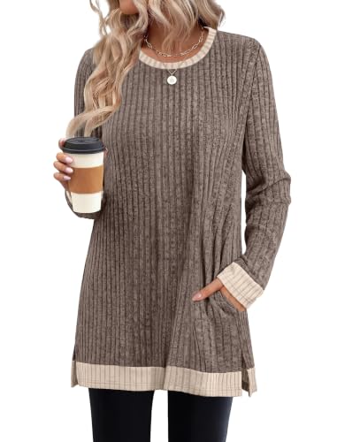 Image of Sampeel Long Sleeve Shirts for Women Tunic Sweaters Fall Fashion Outfits | Sweaters for Women, Early Fall Fashion Must Haves 2026, Long Tunic Tops, Vacation Outfits, Autumn, Plus Size Blouses
