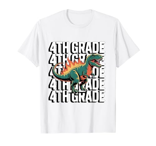 4th Grade Dinosaur T Rex Back to School for Kids Boys Girls Maglietta