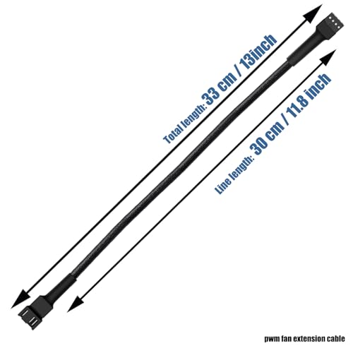 Image of 3 Pin / 4-Pin pc Fan Extension Cable(12 inch 30cm, Black) (pwm Fan Extension Cable 5 Pack)
